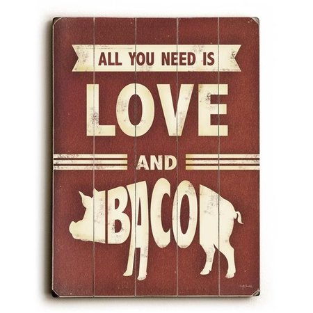 ONE BELLA CASA One Bella Casa 0004-4656-25 9 x 12 in. All You Need is Love & Bacon Solid Wood Wall Decor by Misty Diller 0004-4656-25